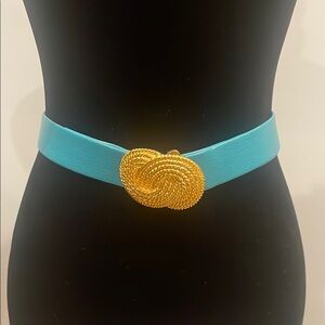 Turquoise Belt with Gold Knot Buckle